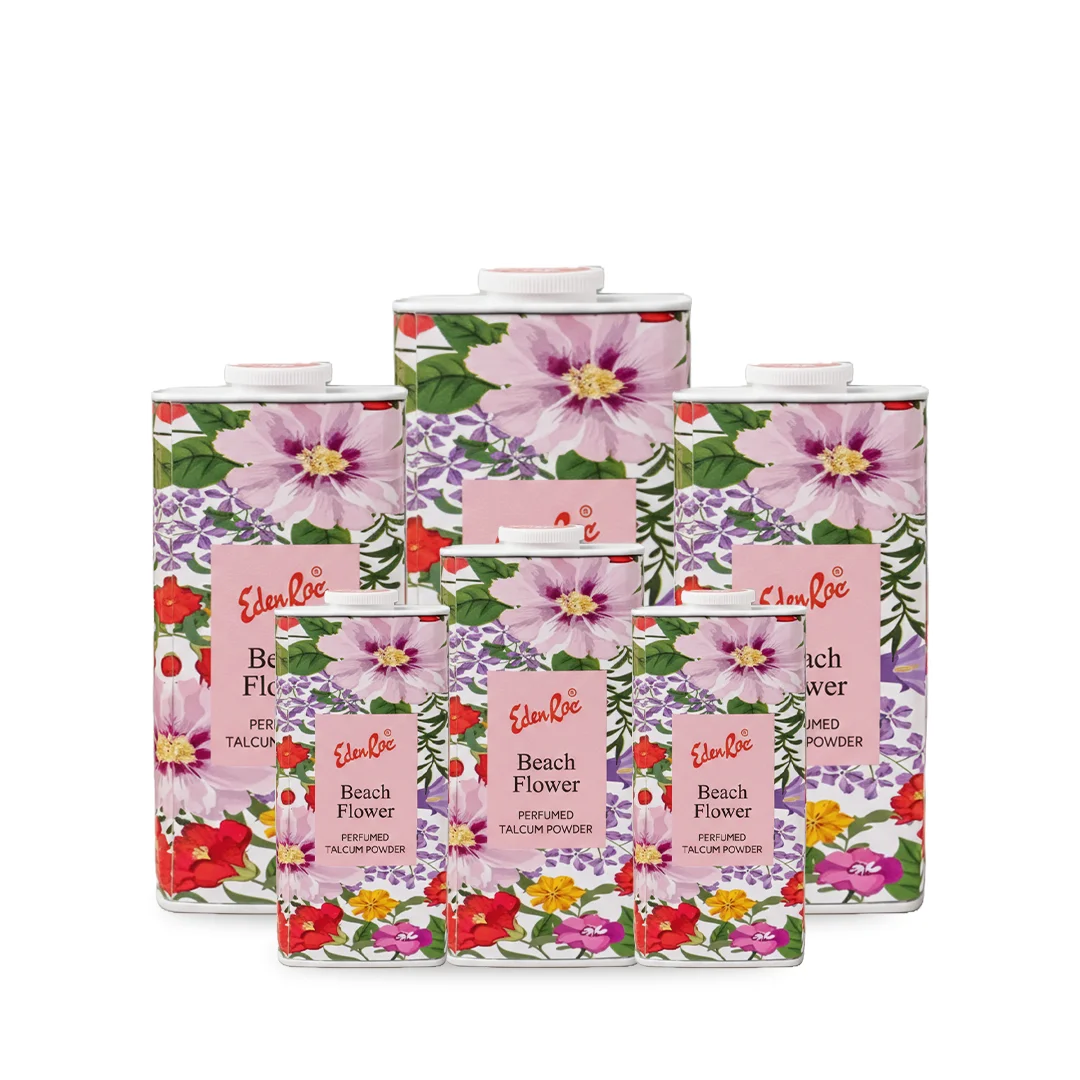 Pack of 6 Beach Flower Perfumed Talc
